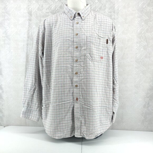 Ariat FR Work Shirt Mens 2XL XXL Flame Resistant HRC2 Plaid Button Up 10014857 - Picture 1 of 15